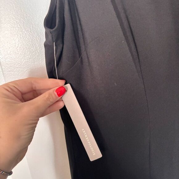 NWT Hutch Anthropologie Black Asymmetrical Lace Mix Maxi Slip L - Picture 6 of 7